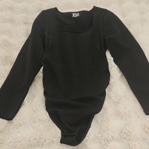 OQQ Womens Stretch Bodysuit With Side Ruching NWOT